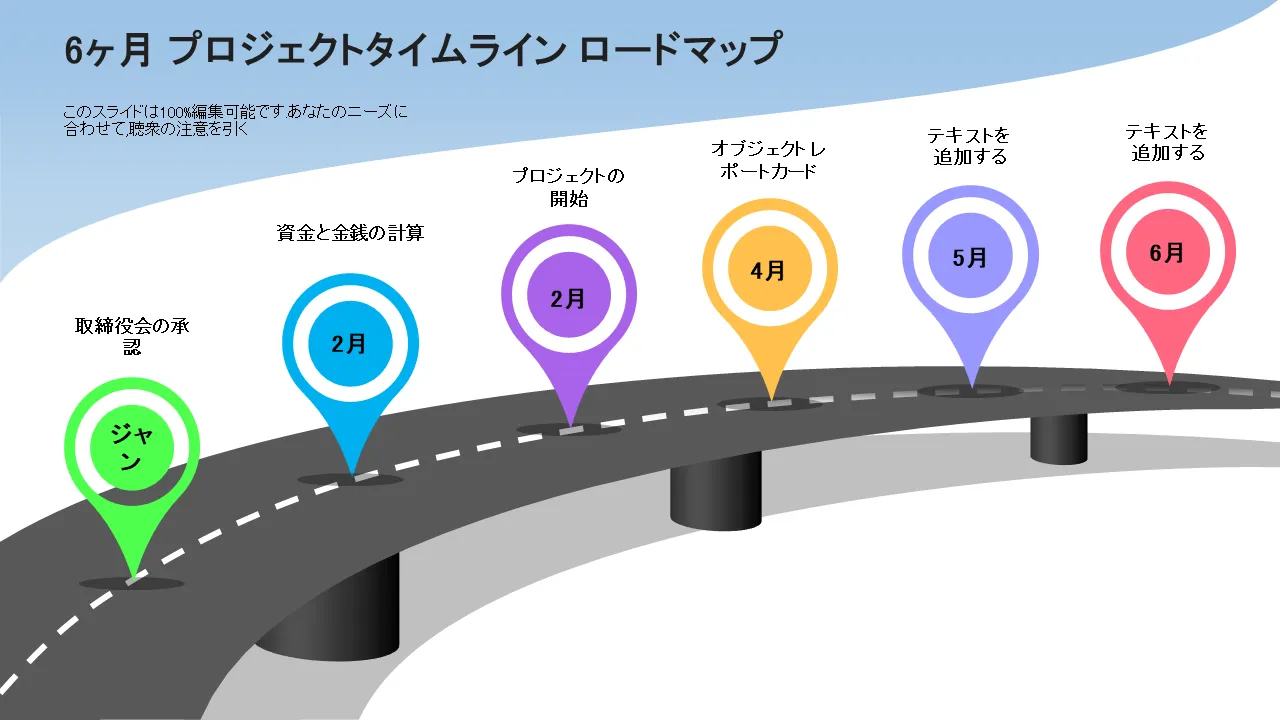 6 か月のプロジェクト タイムライン ロードマップ - Slide 1